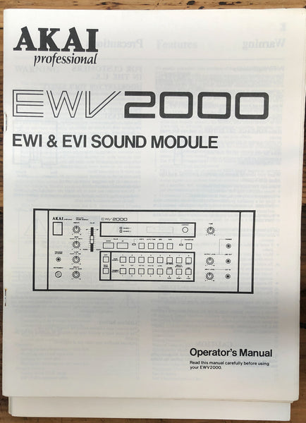 Akai EWV2000 EWV 2000 EWI EVI Module  Owner / User Manual *Original*