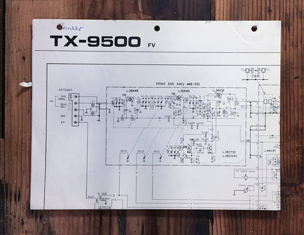 Pioneer TX-9500 Tuner Large Fold Out Schematic Sheet *Original*