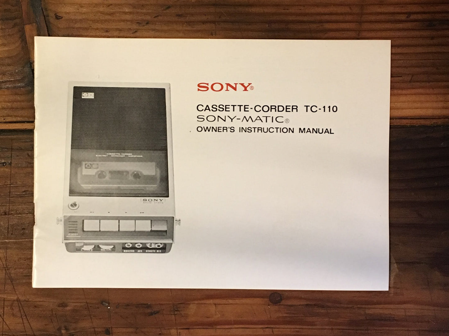 Sony  TC-110 Tape Recorder Owners / Operating Manual *Original*