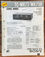 Sony TC-WR77 TC-WR750 Cassette Deck  Service Manual *Original*