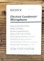 Sony ECM-T15 ECM-T115 ECM-T145 Microphone  Owner / User Manual *Original*