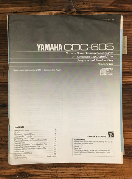 Kenwood CDC-605 CD Player  Owners / User Manual *Original*