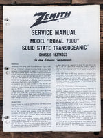 Zenith Model Royal 7000 Transoceanic Radio  Service Manual *Original*