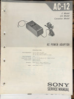 Sony AC-12 Charger  Service Manual *Original*