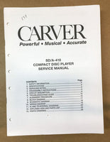 Carver SD/A-410 CD Player  Service Manual *Original*