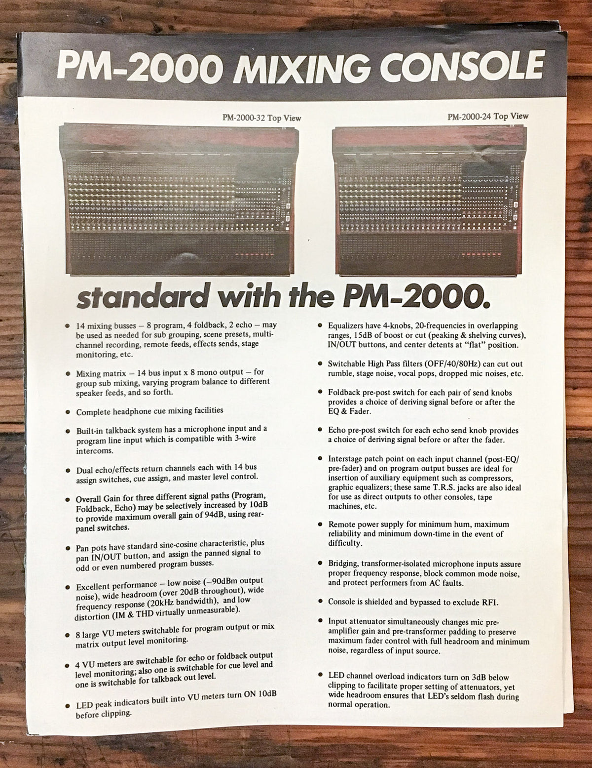 Yamaha PM-2000 Mixing Console  Dealer Sheet *Original*