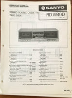 Sanyo RD W40D Cassette Deck Service Manual *Original*