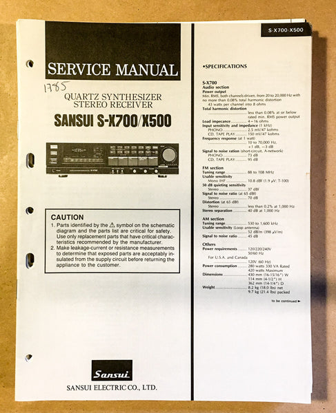 Sansui  S-X700 S-X500 Receiver Service Manual *Original*