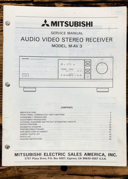 Mitsubishi M-AV3 Amplifier Service Manual *Original*