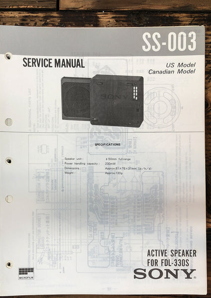 Sony SRF-R7 Headphones  Service Manual *Original*