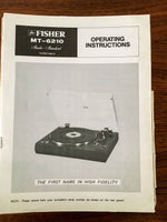 Fisher MT-6210 Record Player / Turntable Owners / Operating Manual *Original*