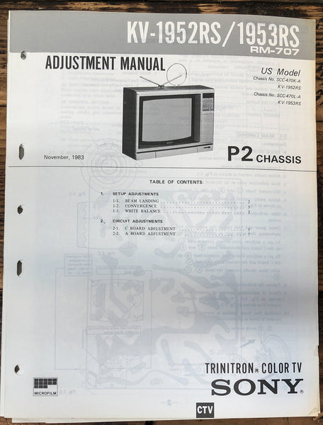 Sony KV-1952RS -1953RS TV  Adjustment Manual *Original*