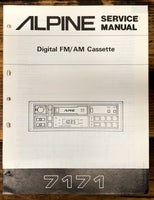 Alpine Model 7171 Car Radio Cassette  Service Manual *Original*