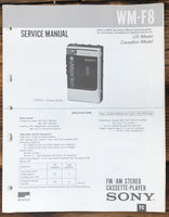 Sony WM-F8 Cassette Player  Service Manual *Original*