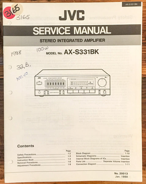 JVC AX-S331 BK AX-331BK Amplifier  Service Manual *Original*