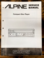 Alpine Model 5905 Car Stereo  Service Manual *Original*