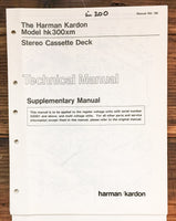Harman Kardon HK300XM HK-300XM Cassette  Suppl. Service Manual *Original*