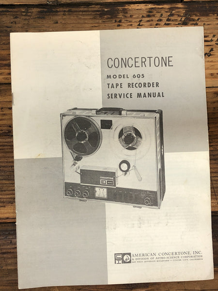 Concertone Model 605 / TEAC R6000 Reel to Reel  Service Manual *Original*