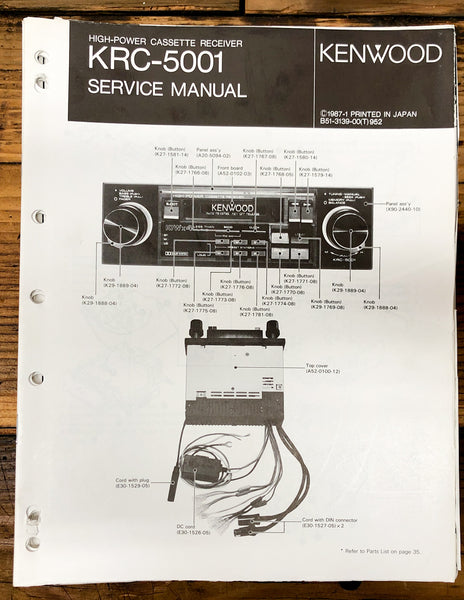 Kenwood KRC-5001 Car Radio  Service Manual *Original*