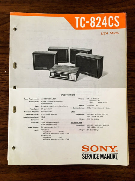 Sony TC-824CS Stereo Service Manual *Original*