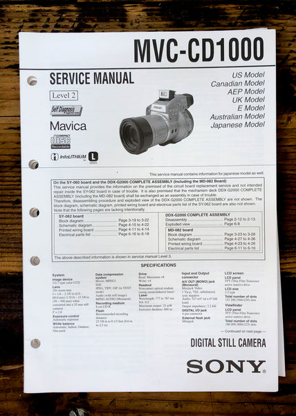 Sony MVC-CD1000 Camera  Service Manual *Original*