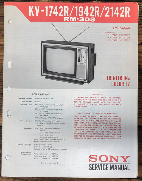 Sony KV-1741R KV-1941R TV Supp Service Manual *Original* #3