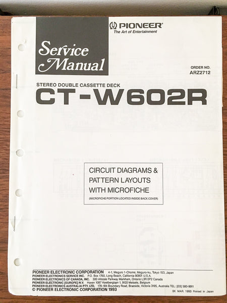 Pioneer CT-W602R Cassette Service Manual *Original*