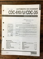 Yamaha CDX-610 CDC-35 CD Player Service Manual *Original*