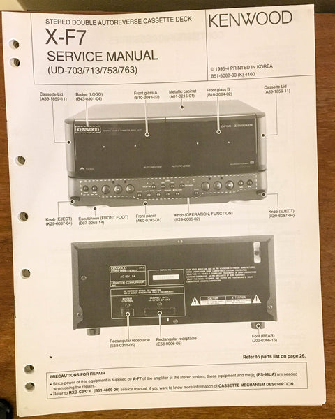 Kenwood X-F7 CASSETTE DECK  Service Manual *Original*