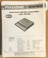 Panasonic SG-354 Radio / Record Player   Service Manual *Original*