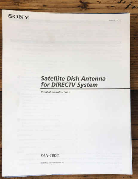 Sony SAN-18D4 Satellite Receiver  Owners / User Manual *Original*