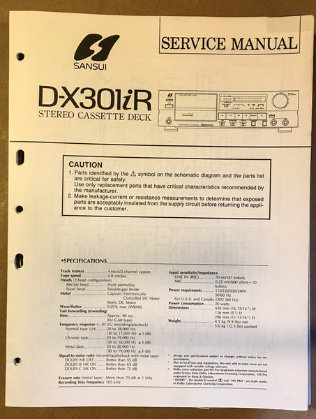 Sansui D-X301ir 301 IR Cassette / Tape Player Service Manual *Original* #2