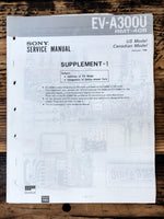 Sony EV-A300U Video 8 VCR Supp. 1 Service Manual *Original*