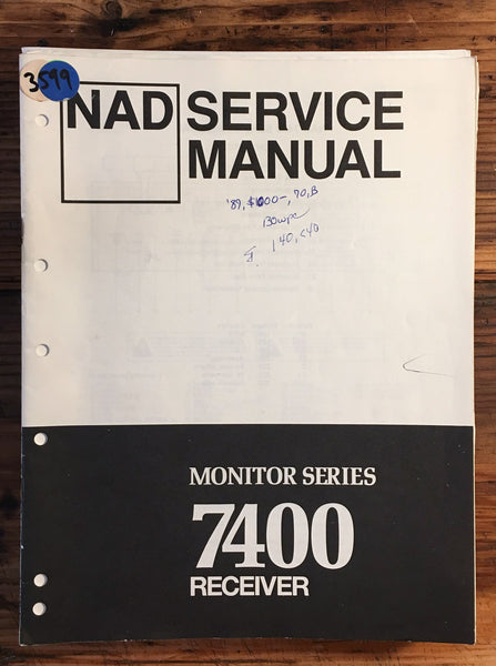 NAD Model 7400 Receiver  Service Manual *Original*