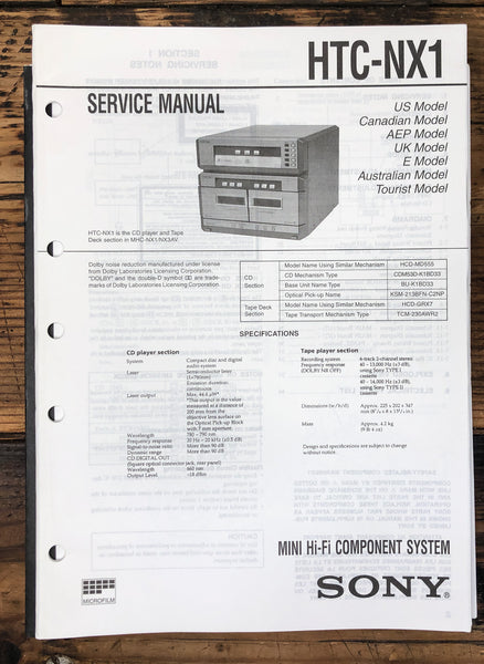 Sony HTC-NX1 Stereo  Service Manual *Original*