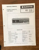 Sanyo RD S18 Tape Cassette Deck Service Manual *Original*