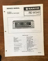 Sanyo RD W340 Tape Cassette Deck Service Manual *Original*