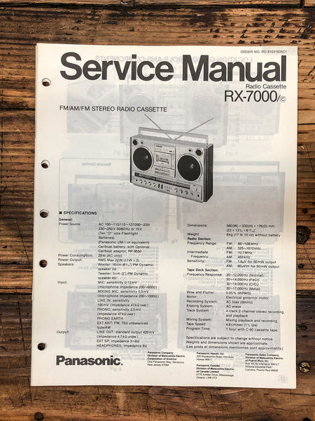 Panasonic RX-7000 Radio / Boombox  Service Manual *Original*