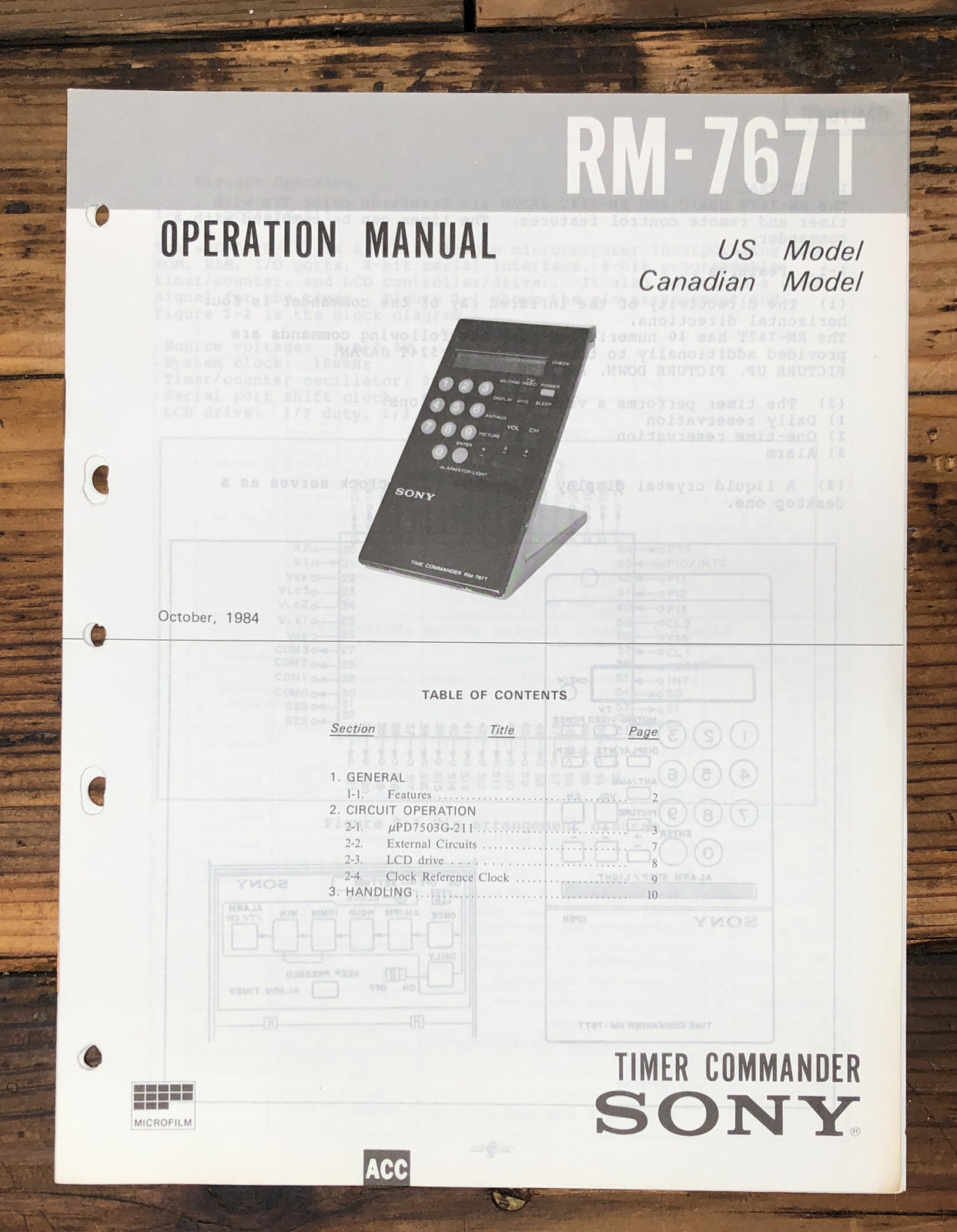 Sony RM-767T Remote Control  Service Manual *Original*
