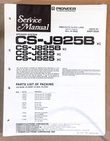 Pioneer CS-J925B -J825B -J625 -J525 SPEAKER Service Manual *Original*