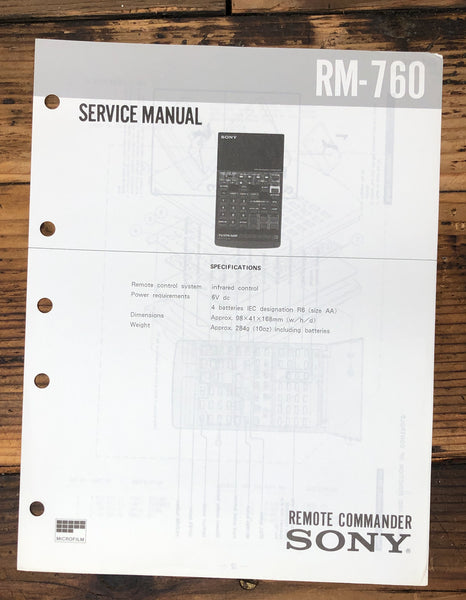 Sony RM-760 Remote Control  Service Manual *Original*