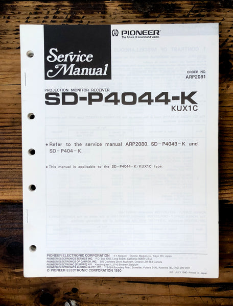 Pioneer SD-P4044-K TV Monitor  Service Manual *Original*