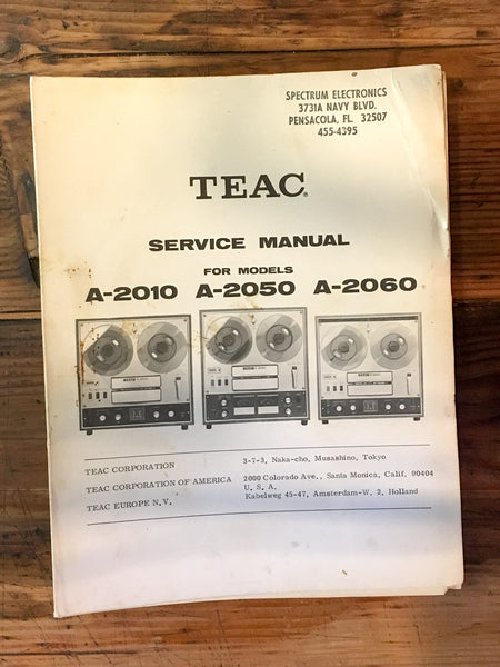Teac A-2010 A-2050 A-2060 Reel to Reel Service Manual *Original*