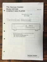Harman Kardon HK HD7400 HD-7400 CD Player Service Manual *Original* #2