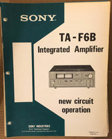 Sony TA-F6B Stereo Amplifier New Circuit Operation Manual *Original*