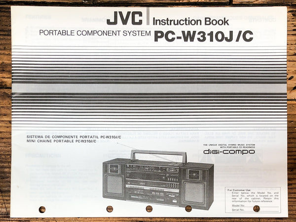 JVC PC-W310 J / C Stereo  Owner / User Manual *Original*