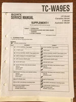 Sony TC-WA9ES Tape Cassette Service Manual Supplement *Original*