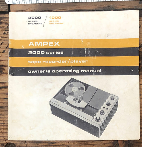 Ampex 2000 Series Tape Recorder Owner / User Manual *Original*