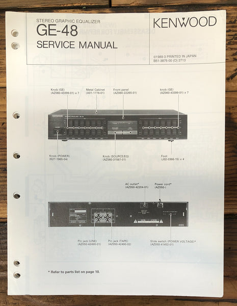 Kenwood GE-48 Graphic Equalizer  Service Manual *Original*