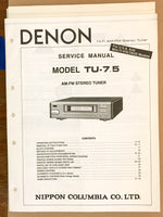 Denon TU-7.5 Tuner  Service Manual *Original*